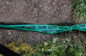 Fibre cables before burial installed at a property